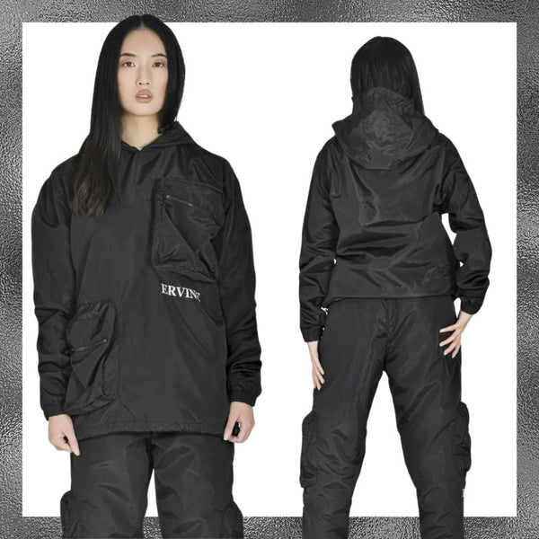 Black Windbreaker Pullover