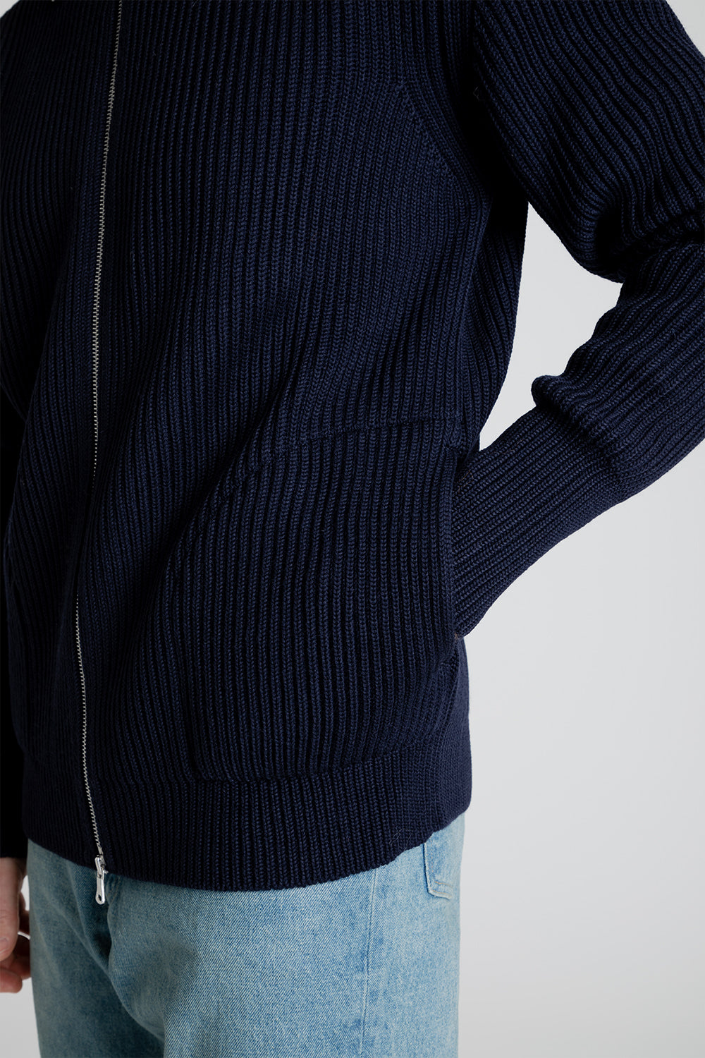 Andersen Andersen Navy Full Zip With Pockets Navy Blue Detail 03
