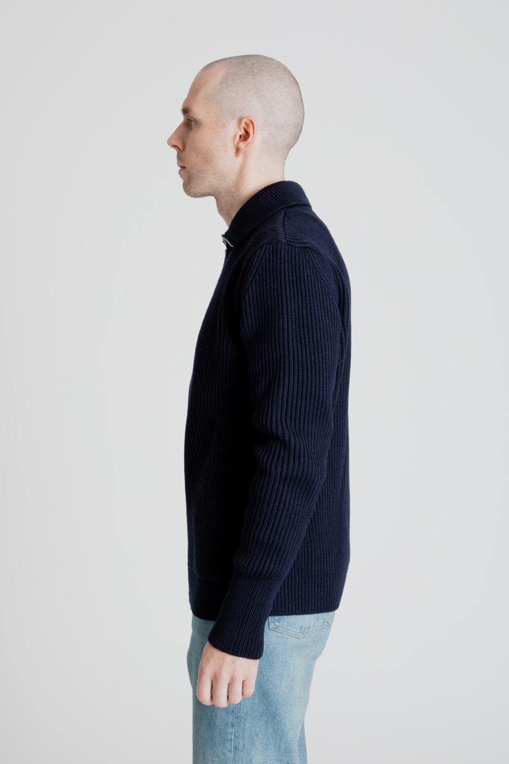 Andersen Andersen Navy Full Zip With Pockets Navy Blue Detail 04