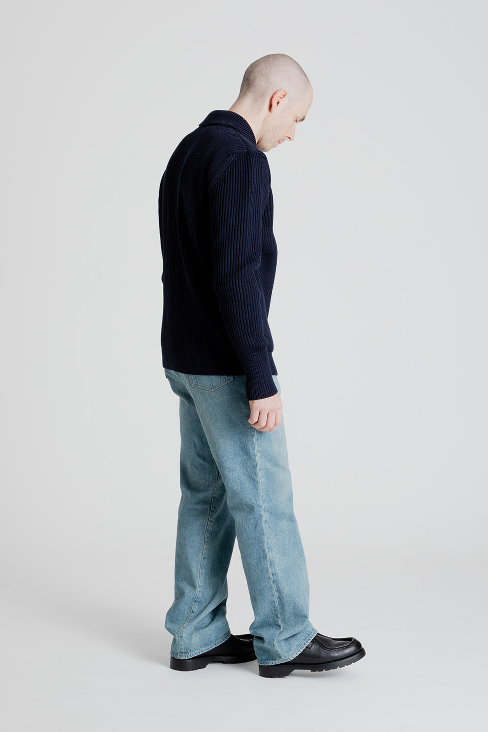 Andersen Andersen Navy Full Zip With Pockets Navy Blue Side