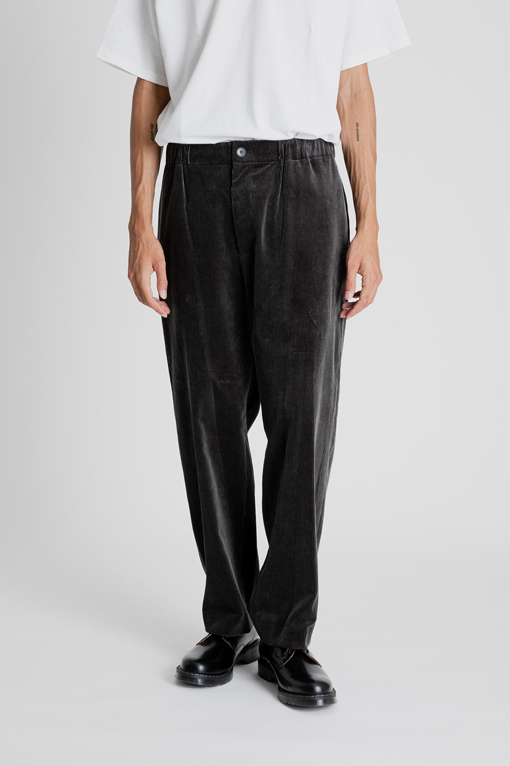 Aton Merino College Flannel Wide Pants - Charcoal Gray | Wallace