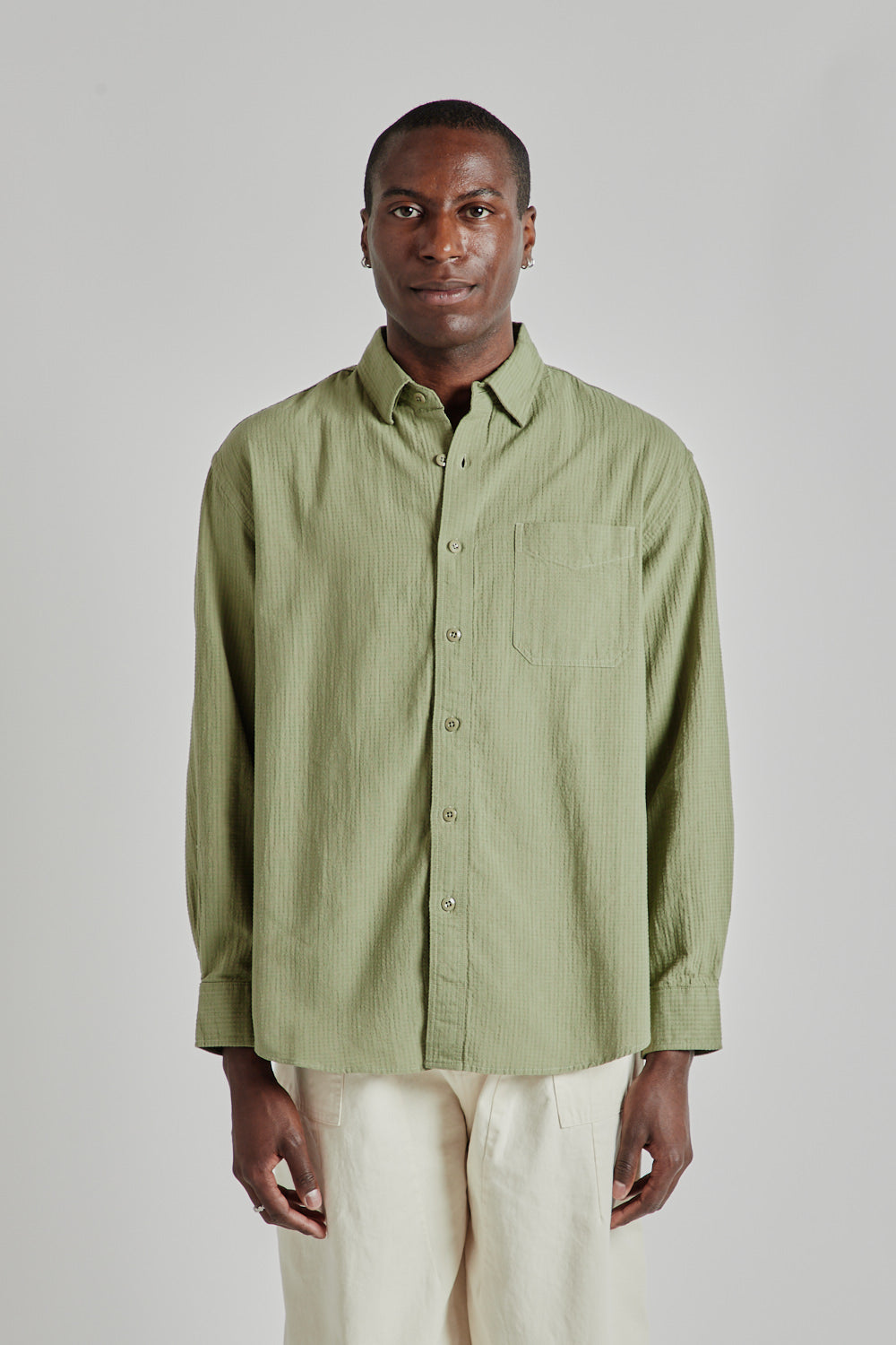 Frizmworks OG DOBBY WEAVE SEERSUCKER SHIRT OLIVE 01