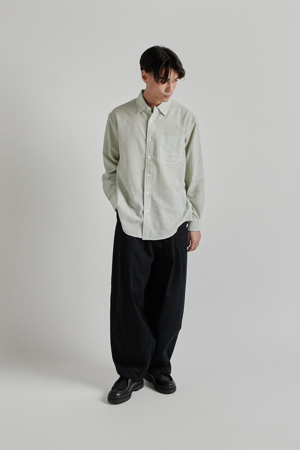 Frizmworks SS25 OG Stripe Seersucker Shirt green 010
