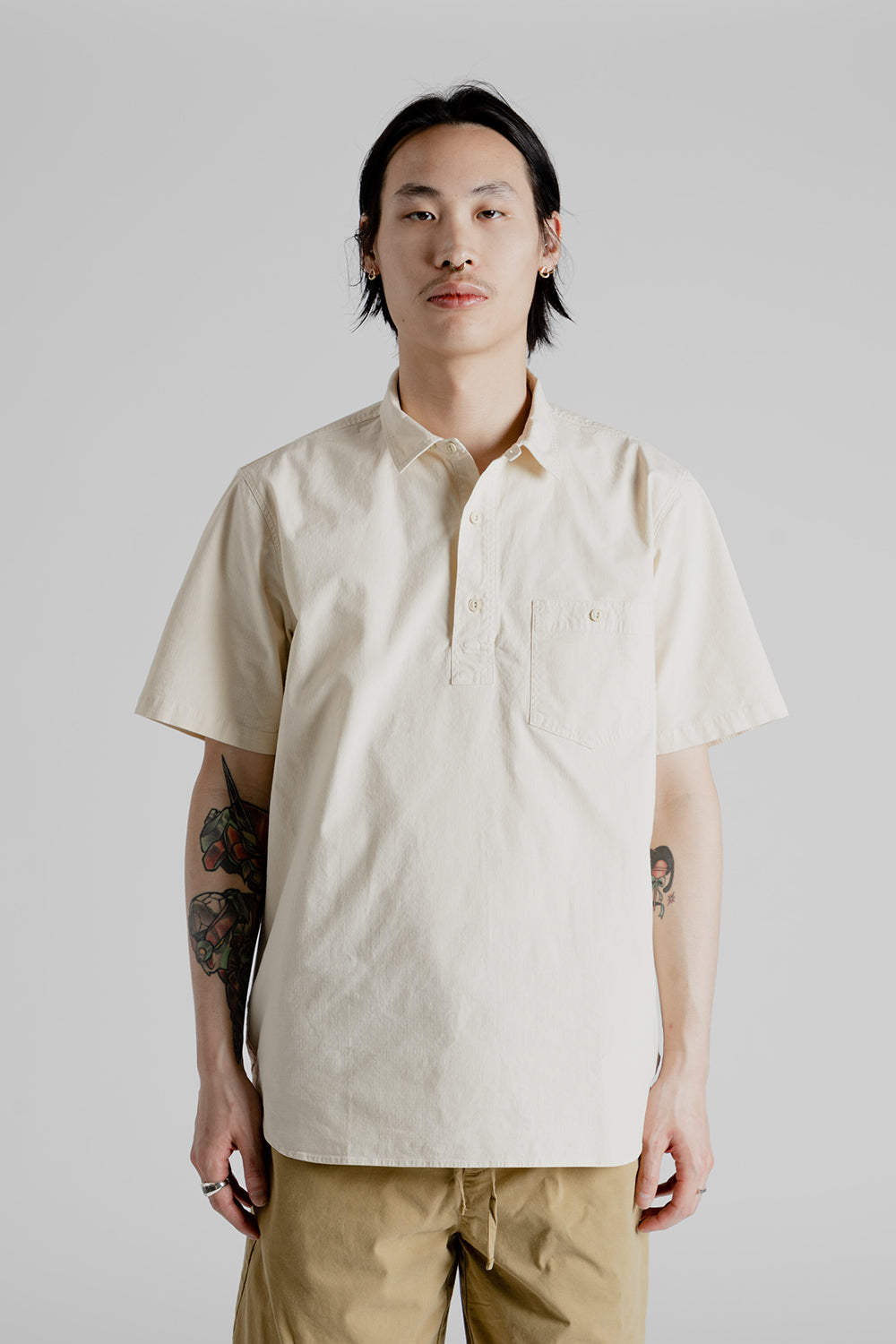 Kestin Granton Short Sleeve Shirt Ecru Focus