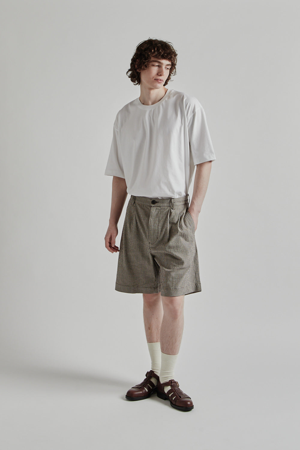 Parages SS25 Two Pleats Bermuda Shortss Brown Checks 12