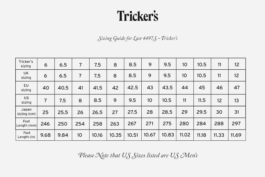 Women's Size Guide  Tricker's – R E Tricker Ltd