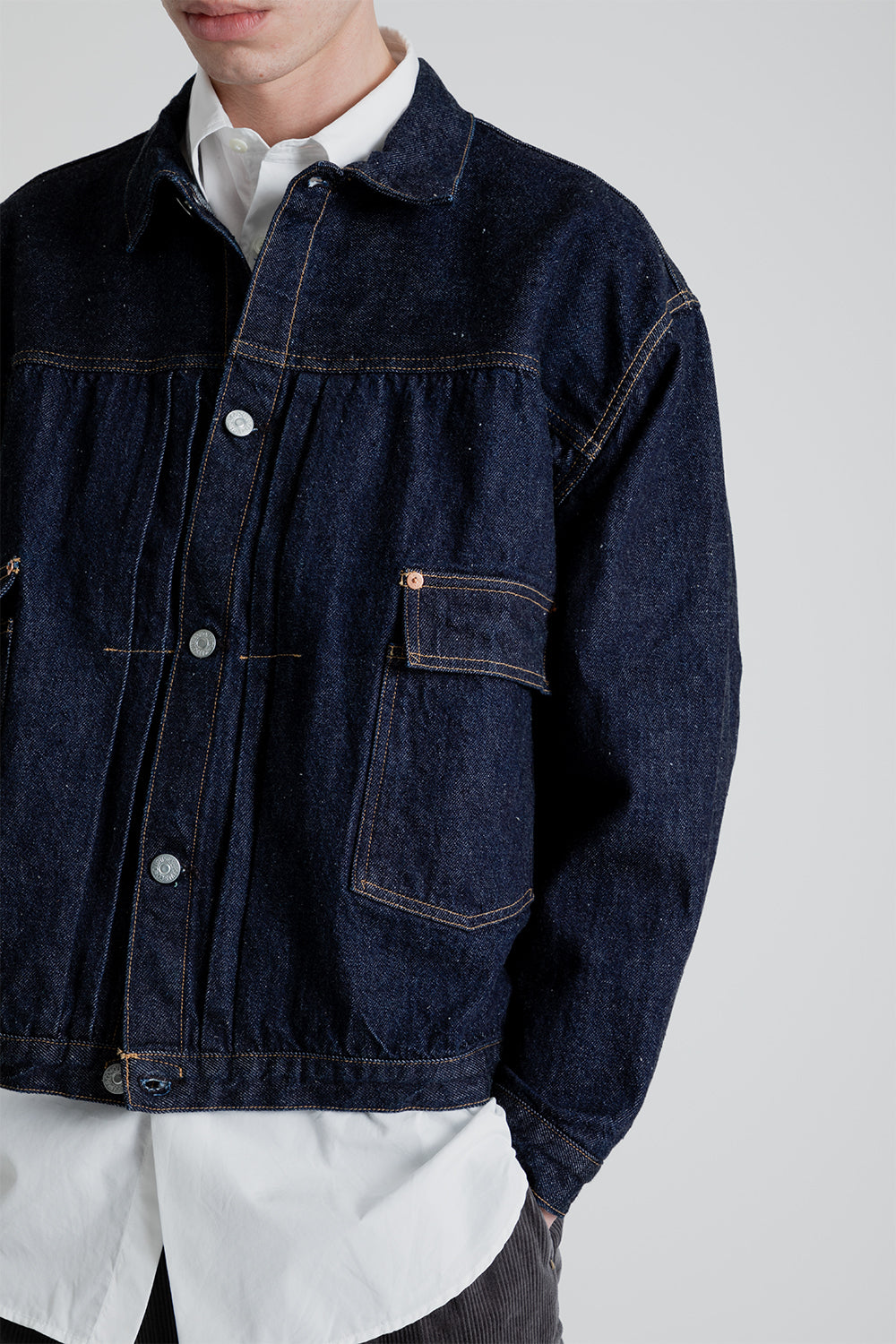 Kaptain Sunshine Denim Trucker Jacket in Indigo One Wash | Wallace Mer