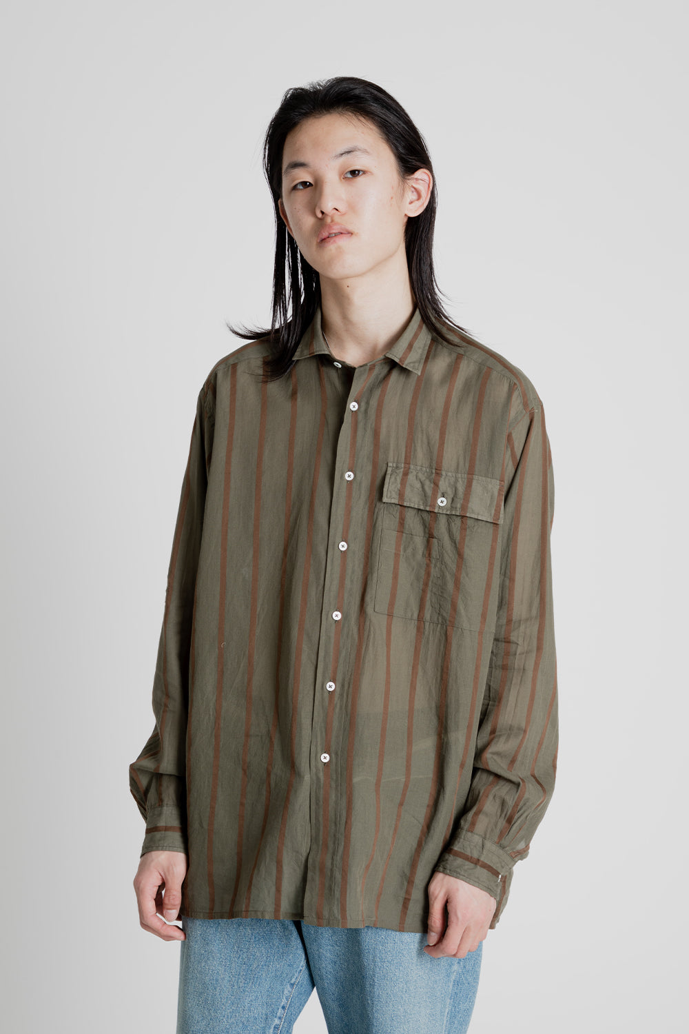 Safari Shirt - Olive Stripe