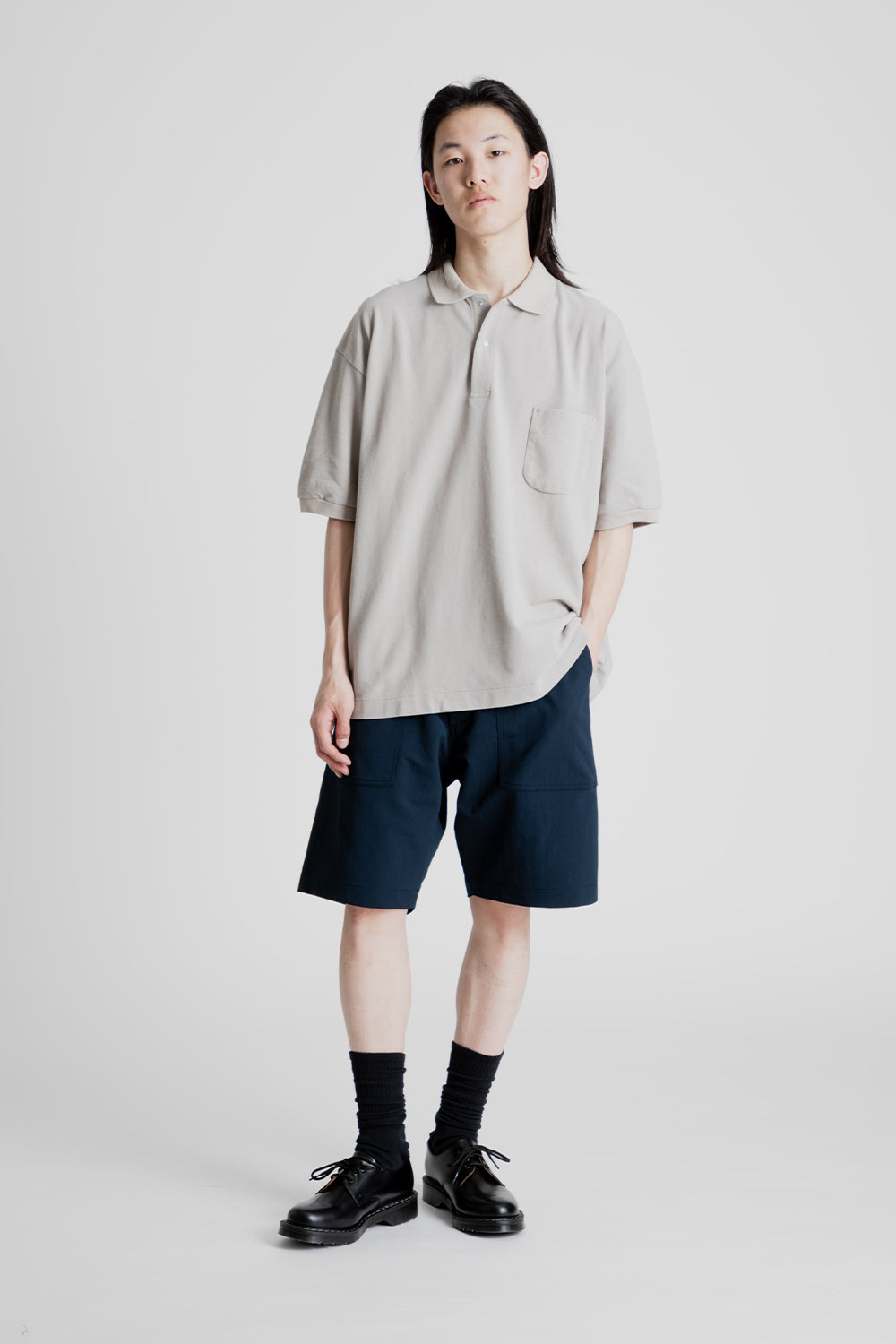 Nanamica Half Sleeve Polo Shirt in Taupe | Wallace Mercantile Shop