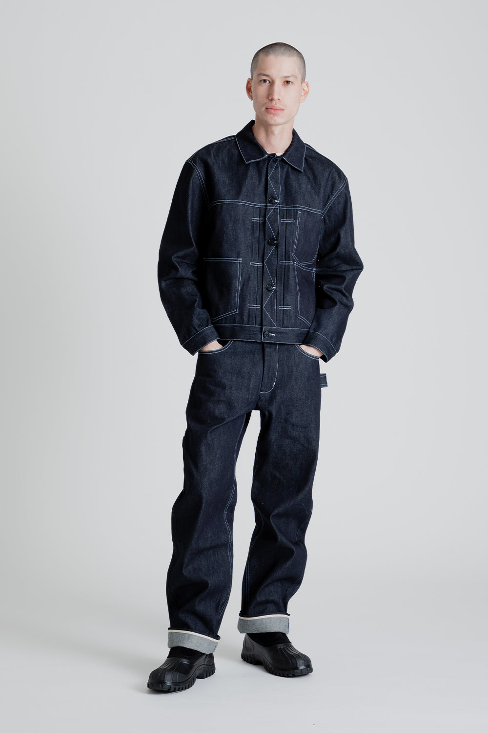 Kaptain Sunshine Denim Trucker Jacket in Indigo One Wash | Wallace Mer