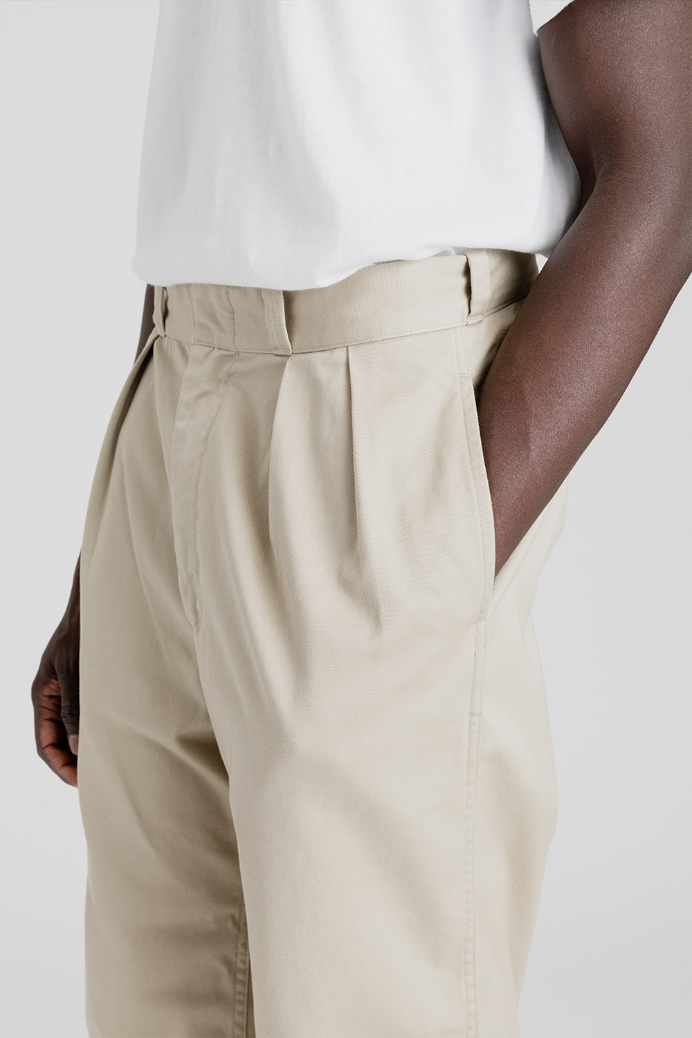 Nanamica Double Pleat Wide Chino Pants in Khaki | Wallace Mercantile S