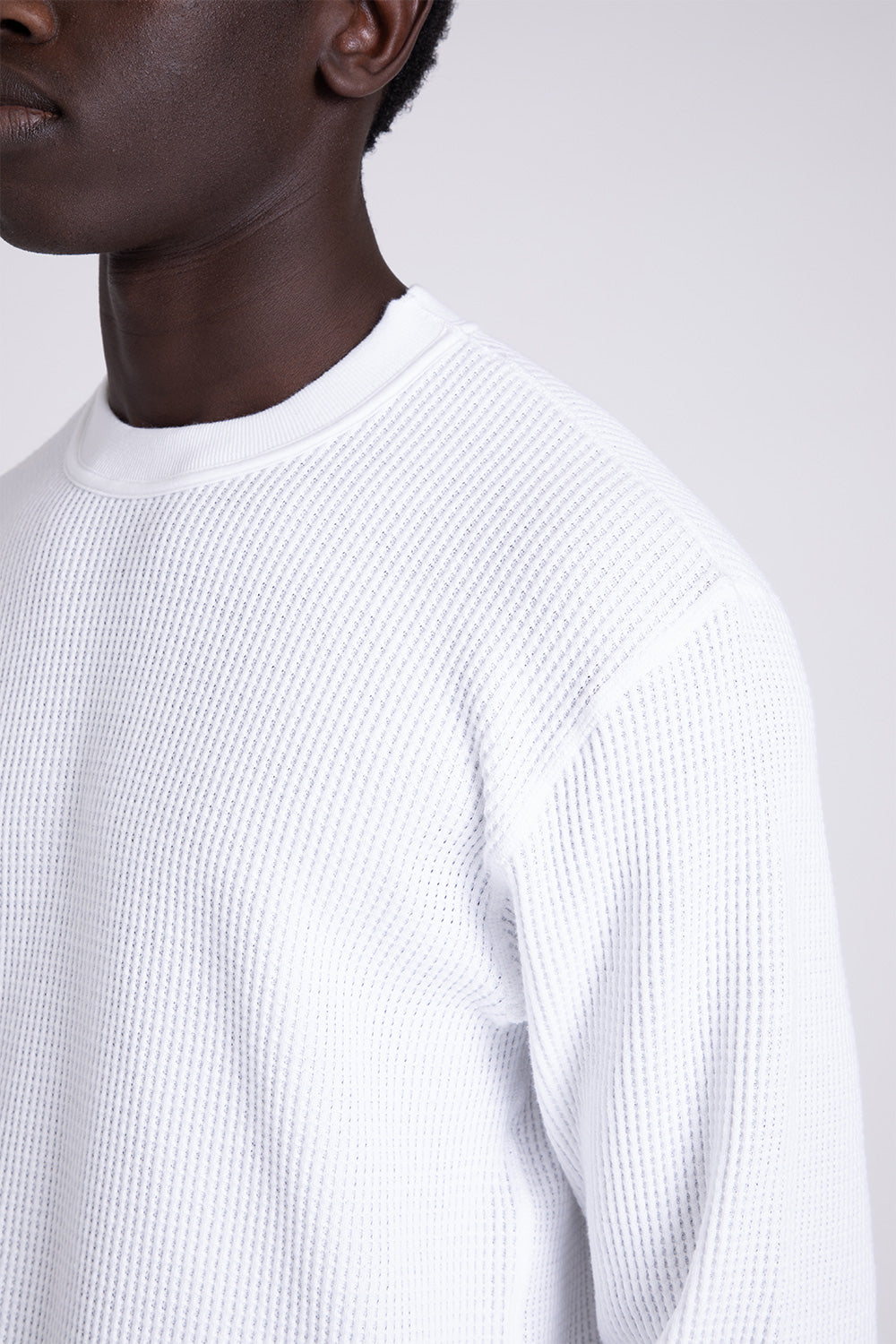 Nanamica Crew Neck L/S Thermal Tee in White | Wallace Mercantile Shop