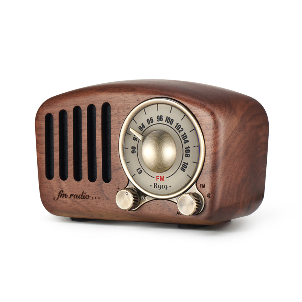 Vintage Retro Wooden FM Radio Bluetooth Wireless Speaker Mini Compact Compass Culture