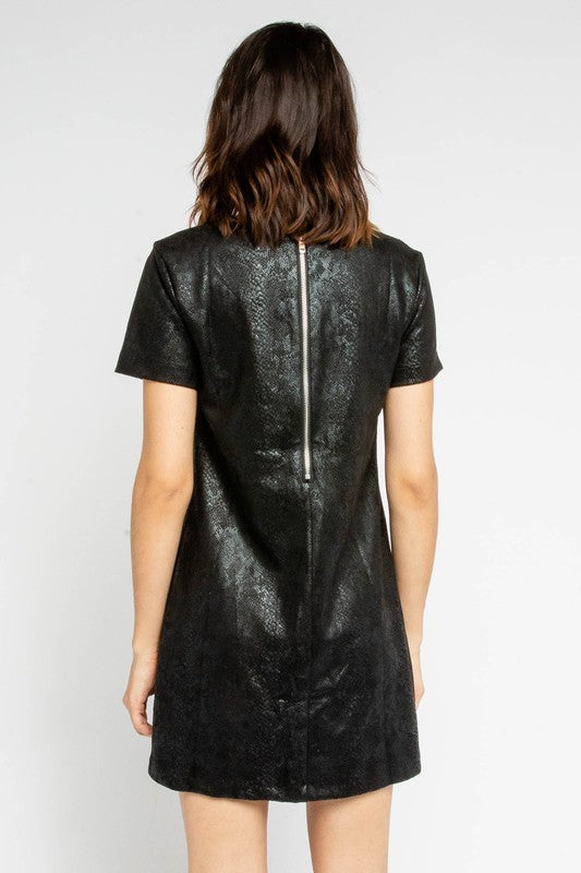 Black On Black Snake Print Leather Tunic Nicoletaylorboutique