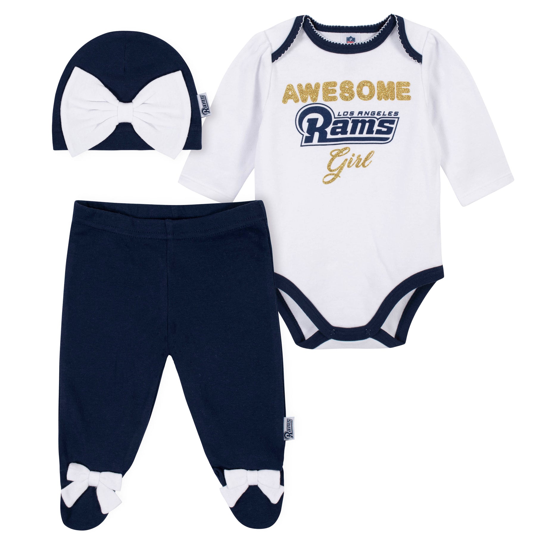 Awesome Rams Baby Girl Bodysuit, Footed 