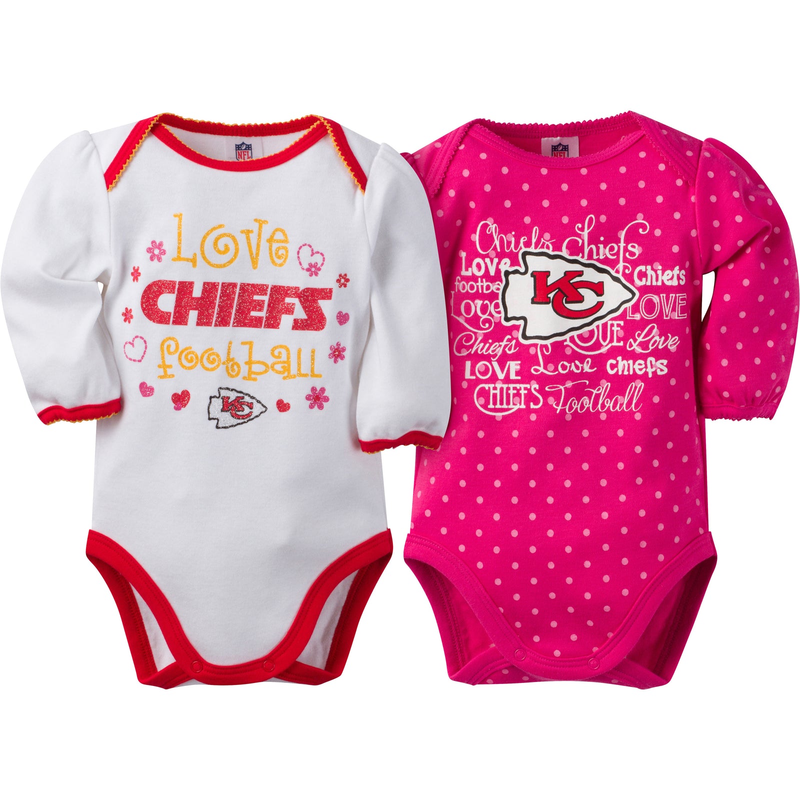 Chiefs Infant Girls Long Sleeve 2 Pack Bodysuits – babyfans