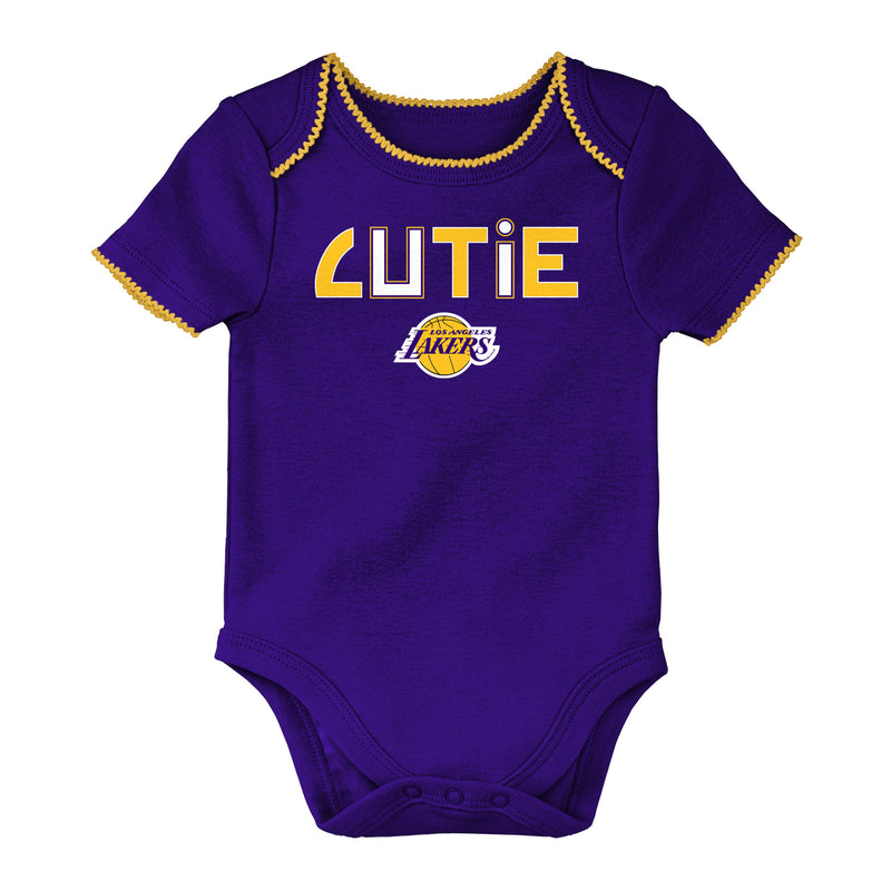 Lakers Baby Girl 3 Pack Short Sleeve Bodysuits – babyfans