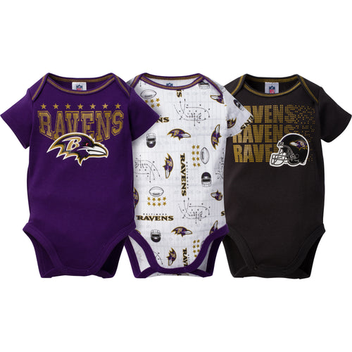 NFL Baltimore Ravens Baby Girls Bodysuit, Pant and Cap Outfit Set, 3-Piece  