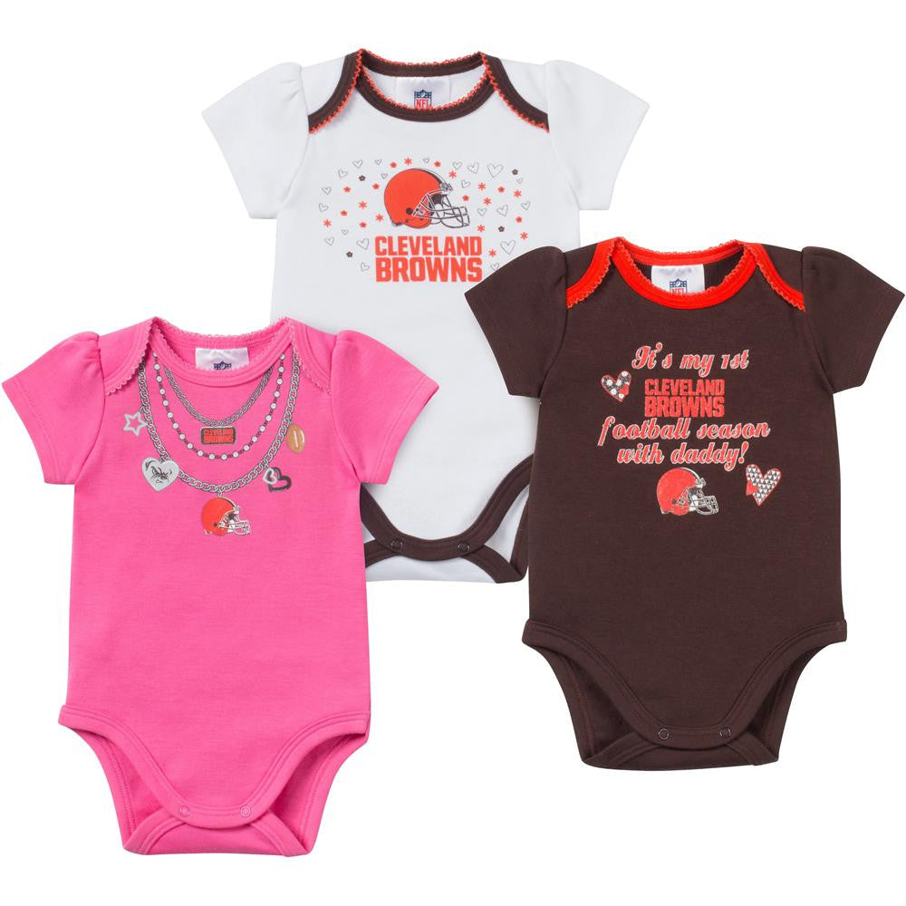 NFL San Francisco 49ers Baby Girls Short Sleeve Bodysuit Set, 3-Pack