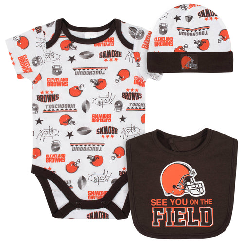 NFL Infant Boys’ 3-Pack Short-Sleeve Bodysuits - Cleveland Browns