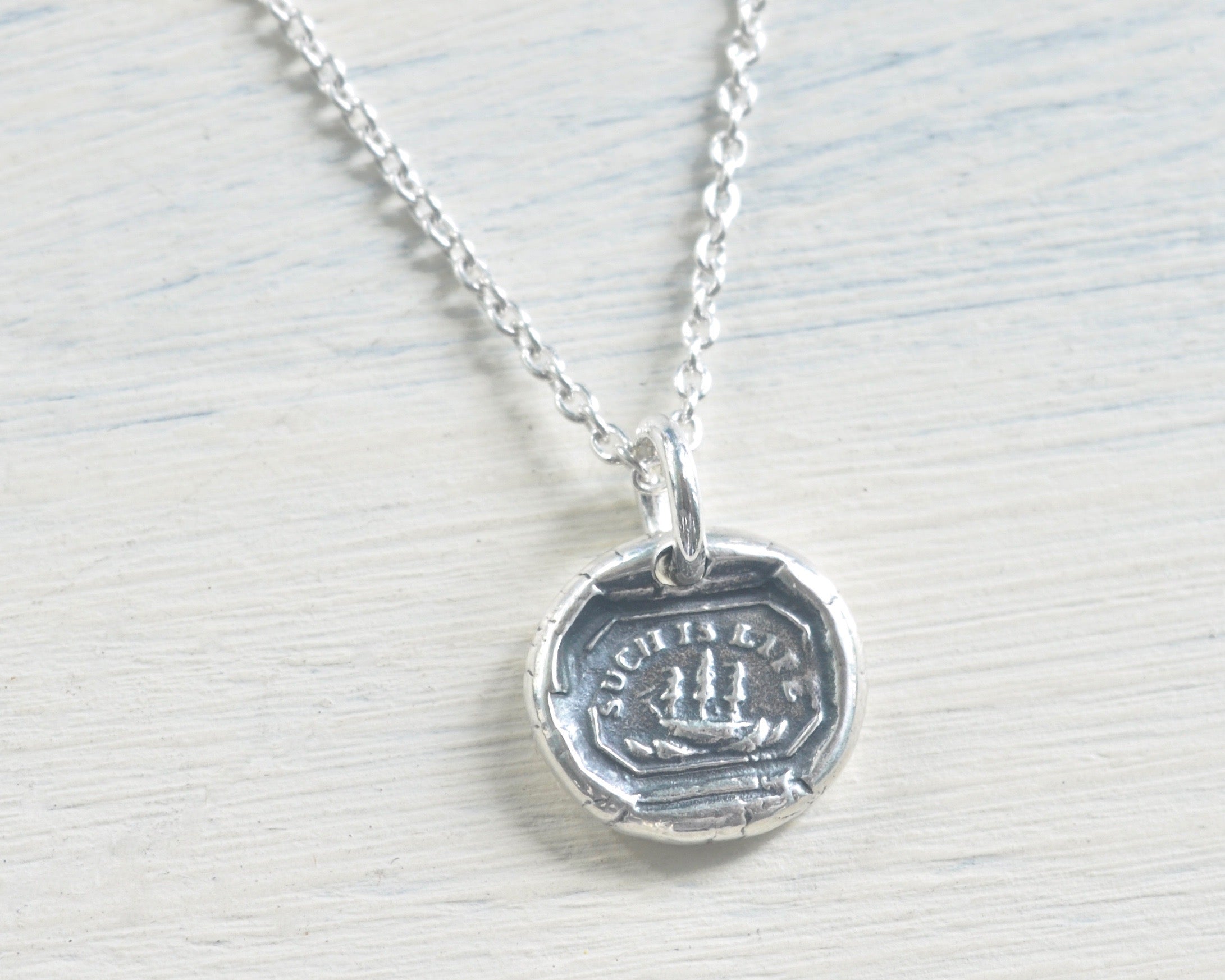 ship wax seal necklace - such is life - wax seal jewelry | suegray jewelry