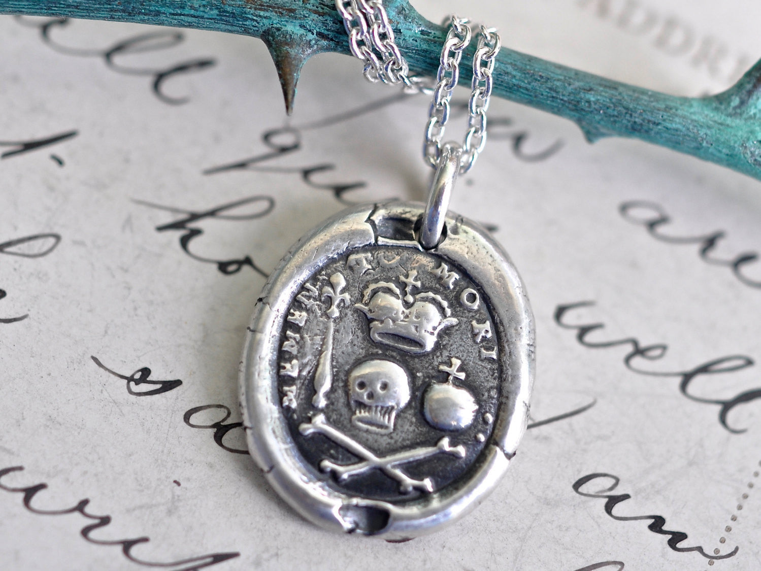 memento mori pendant silver