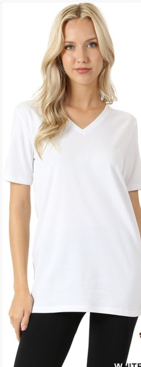 Simple Solid V-neck Tee