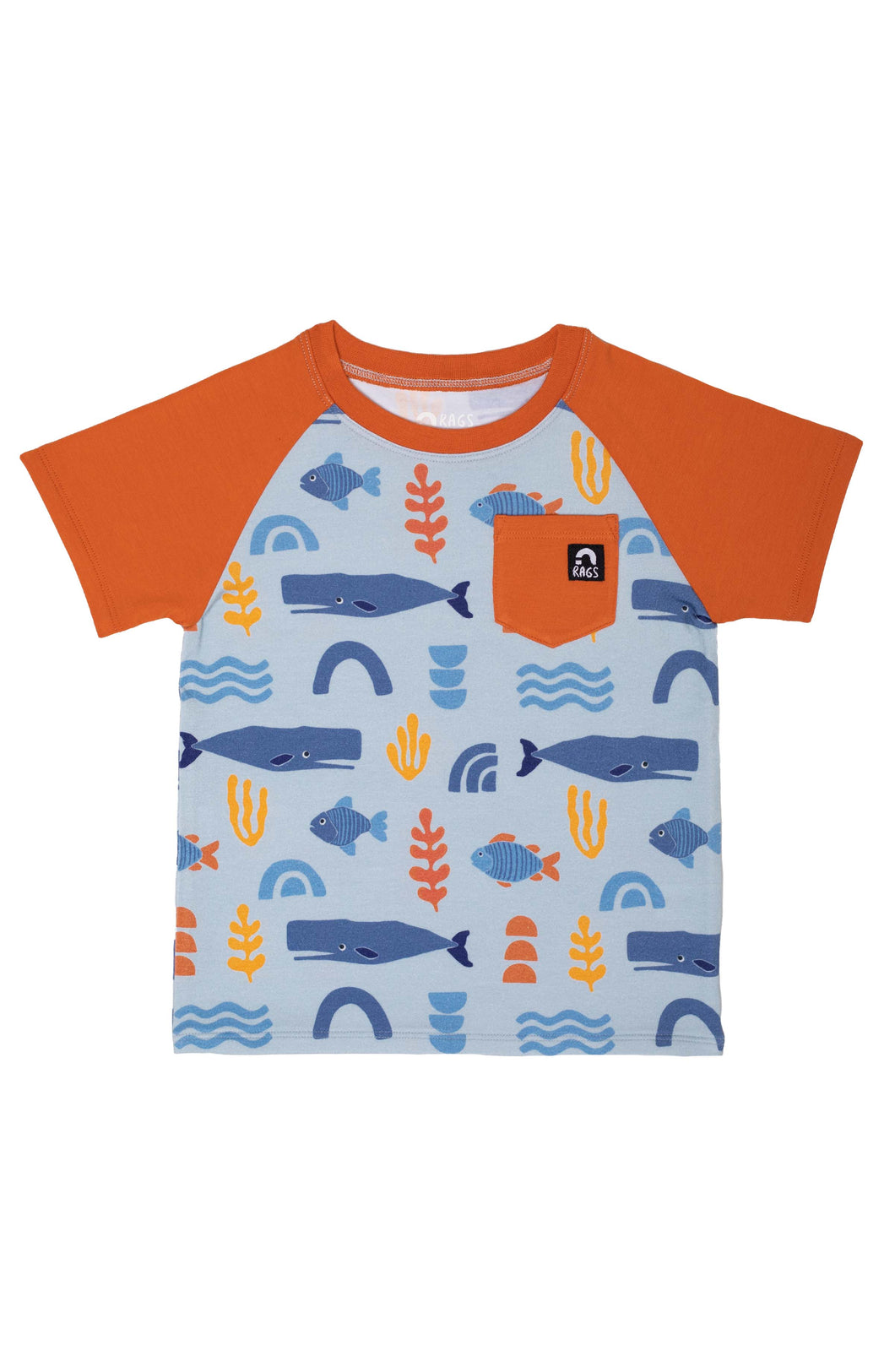 Short Sleeve Pocket Abstract Ocean Tee by Rags
