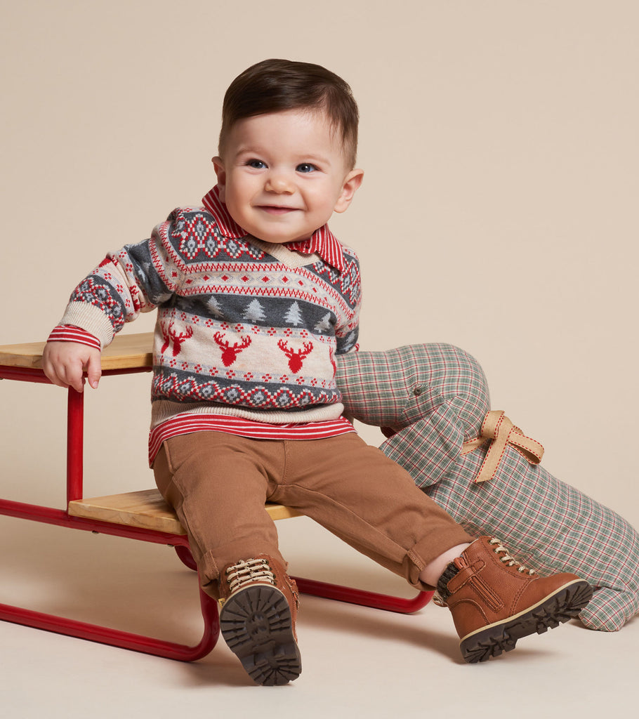 Fair Isle Stags V Neck Sweater for Baby by Hatley – P. Cottontail & Co.