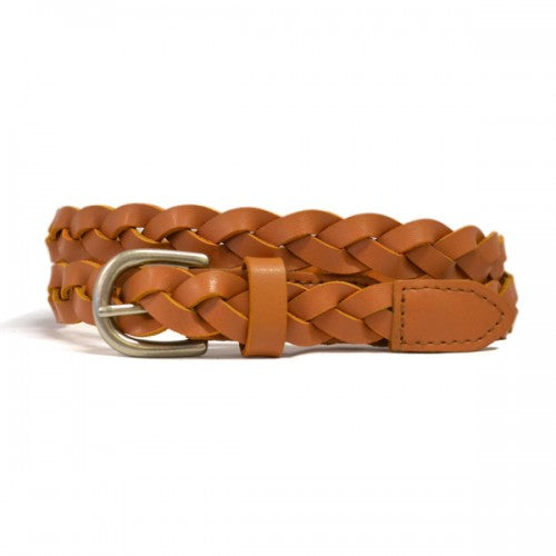 Waverly  Women's Tan Leather Plaited Belt with Gold Buckle – Addison Road