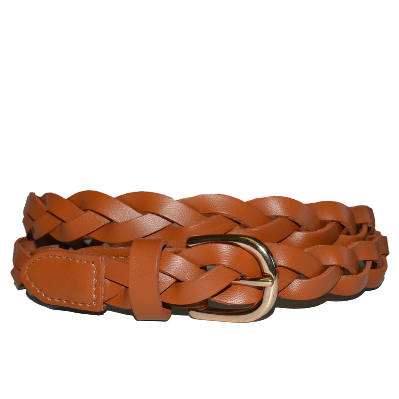 Waverly | Women's Tan Leather Plaited Belt with Gold Buckle – Addison Road