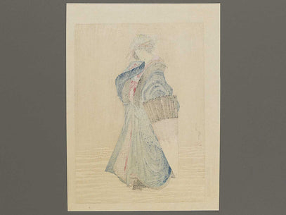 Beauty with Umbrella in the Snow by Katsushika Hokusai, (Medium print size) / BJ319-718
