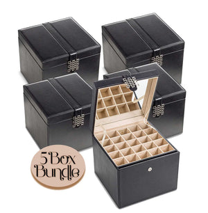 Earring Organizer Box -  75 Small & 4 Large Slots [Pack of 5 Boxes] - Glenor Co. - Jewelry Box Organizer For Earrings