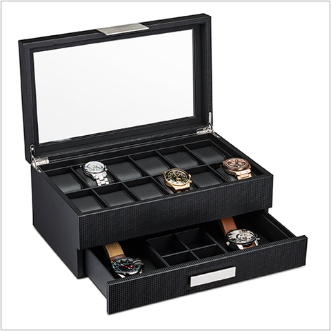 Men's Watch Organizer With Valet Drawer [12 Slots] – Glenor Co.