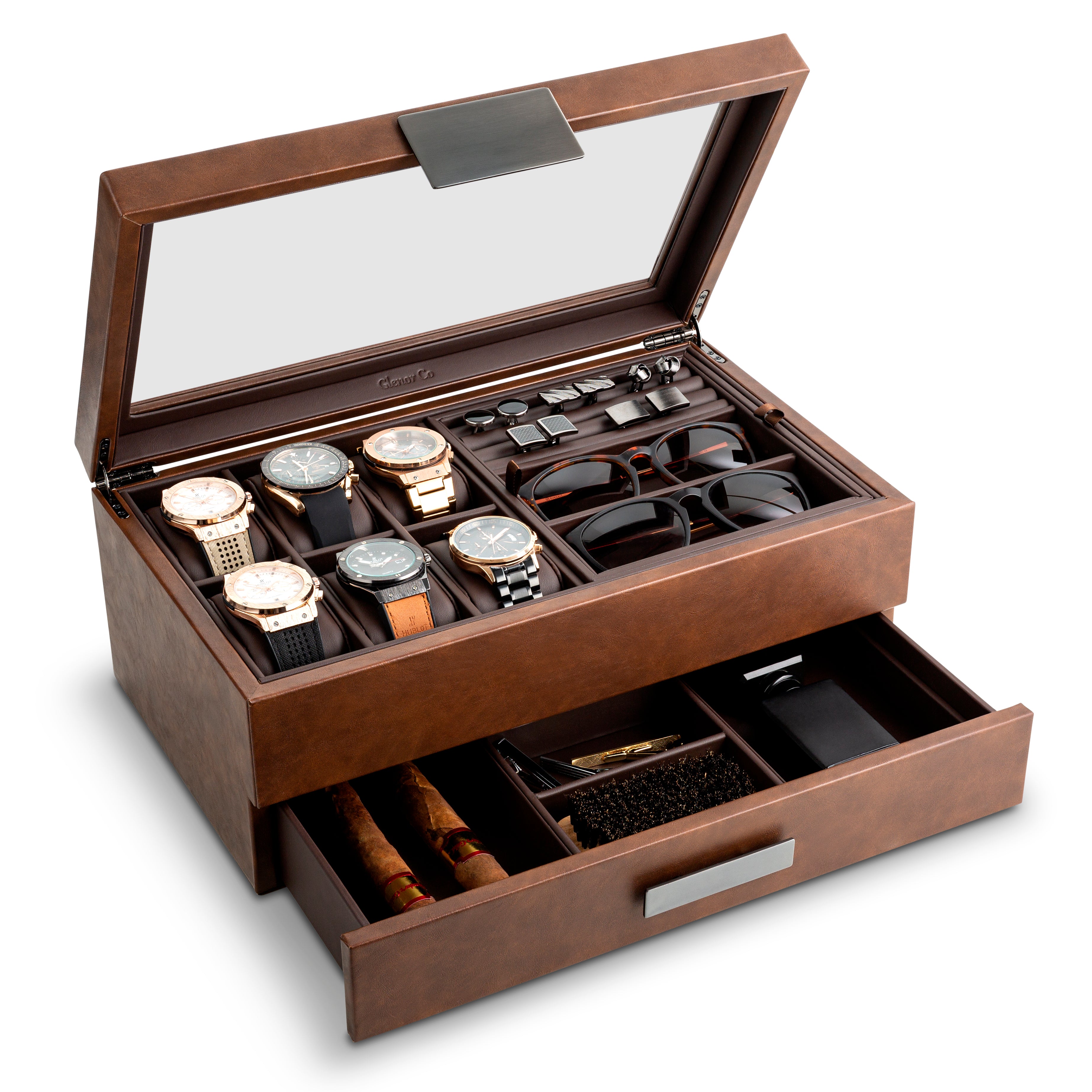 Men's Luxury Jewelry Accessories Box & Dresser Organizer - 12 Slots –  Glenor Co.