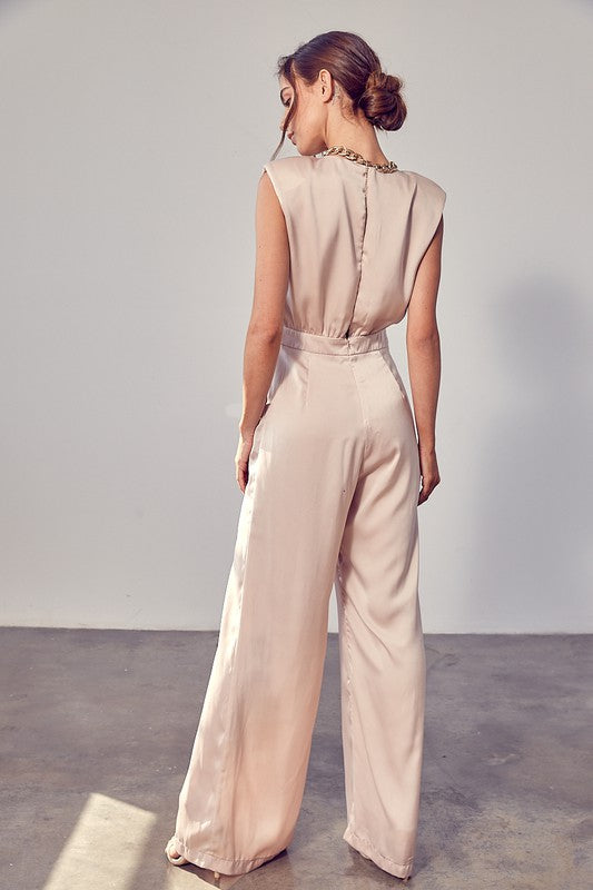 SLEEVELESS SIENNA ROSE SATIN JUMPSUIT