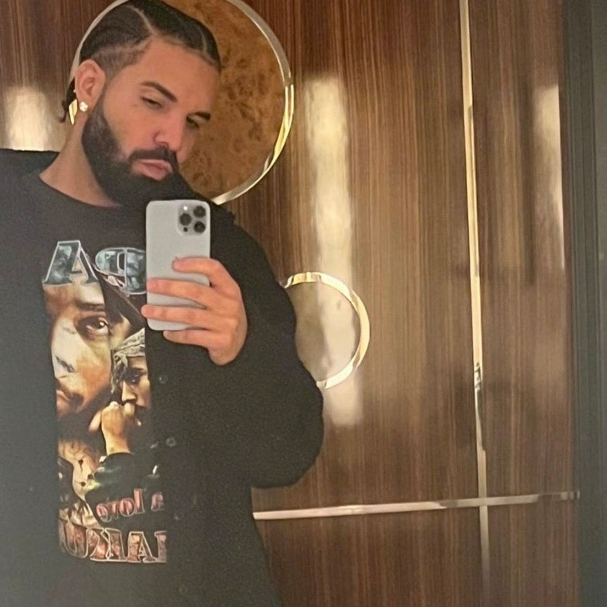 Drake wearing Black Shag Vintage