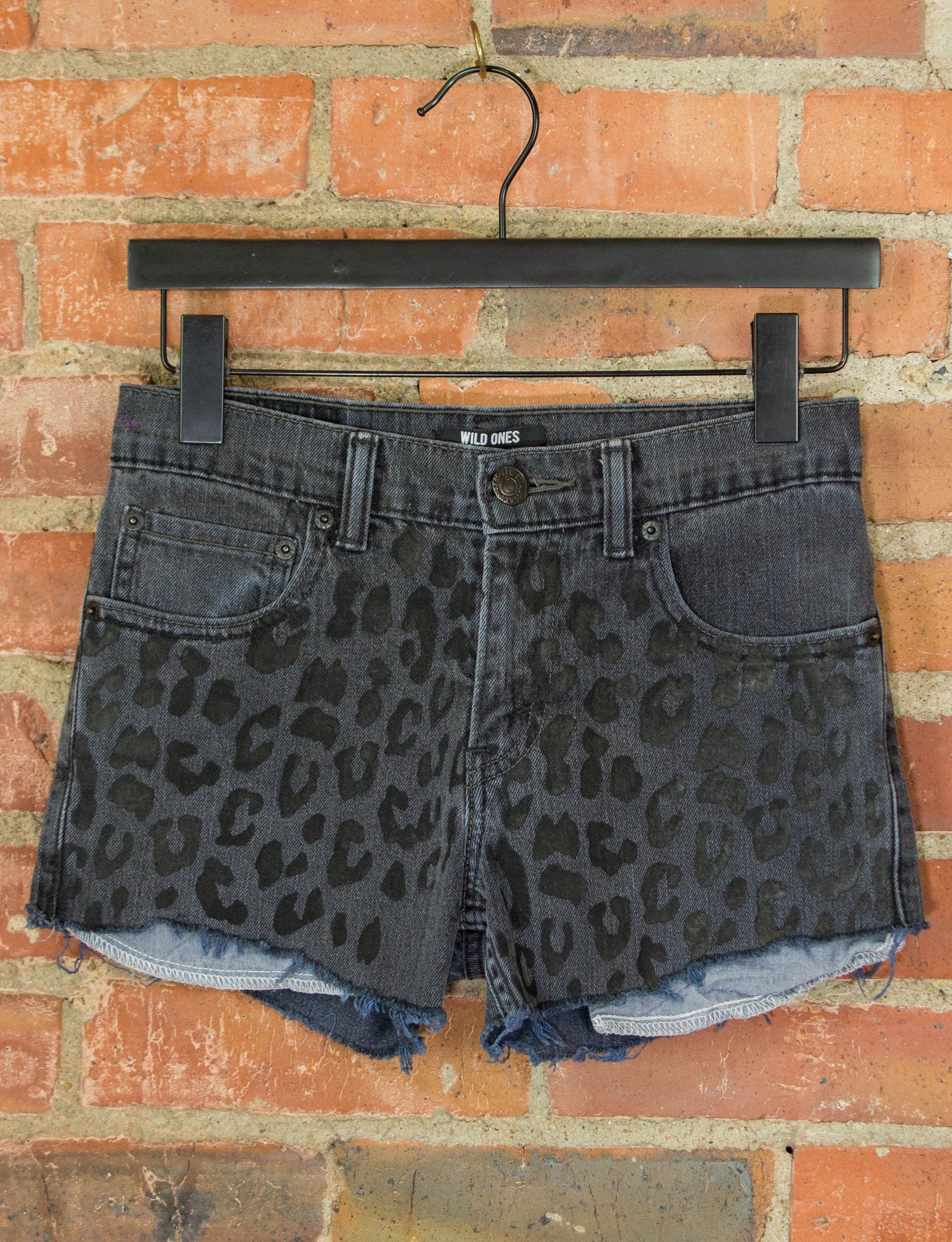 Levi's x Wild Ones Cut Off Denim Shorts 511 Slim Fit Black Leopard Pri –  Black Shag Vintage