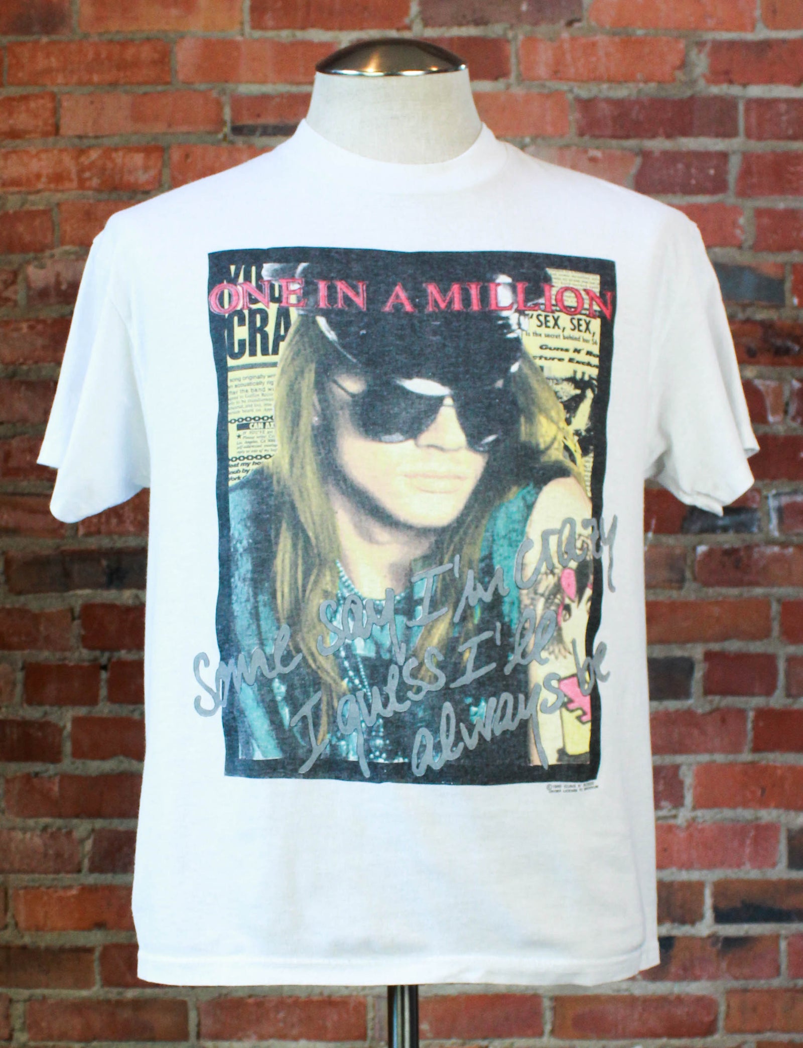 Vintage 1989 Guns 'N' Roses Concert T Shirt One In A Million Lies White  Unisex Medium/Large
