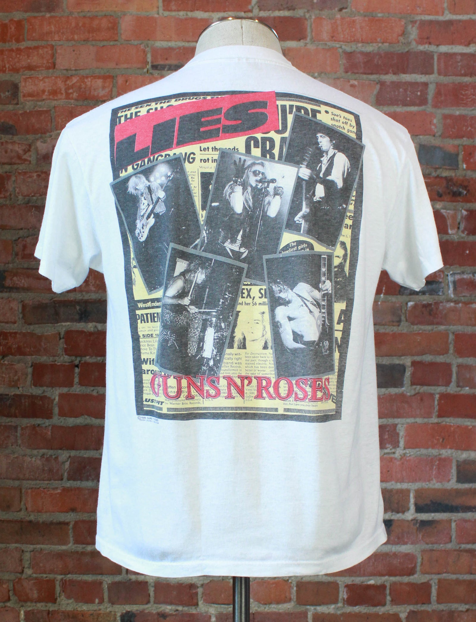 Vintage 1989 Guns 'N' Roses Concert T Shirt One In A Million Lies White  Unisex Medium/Large