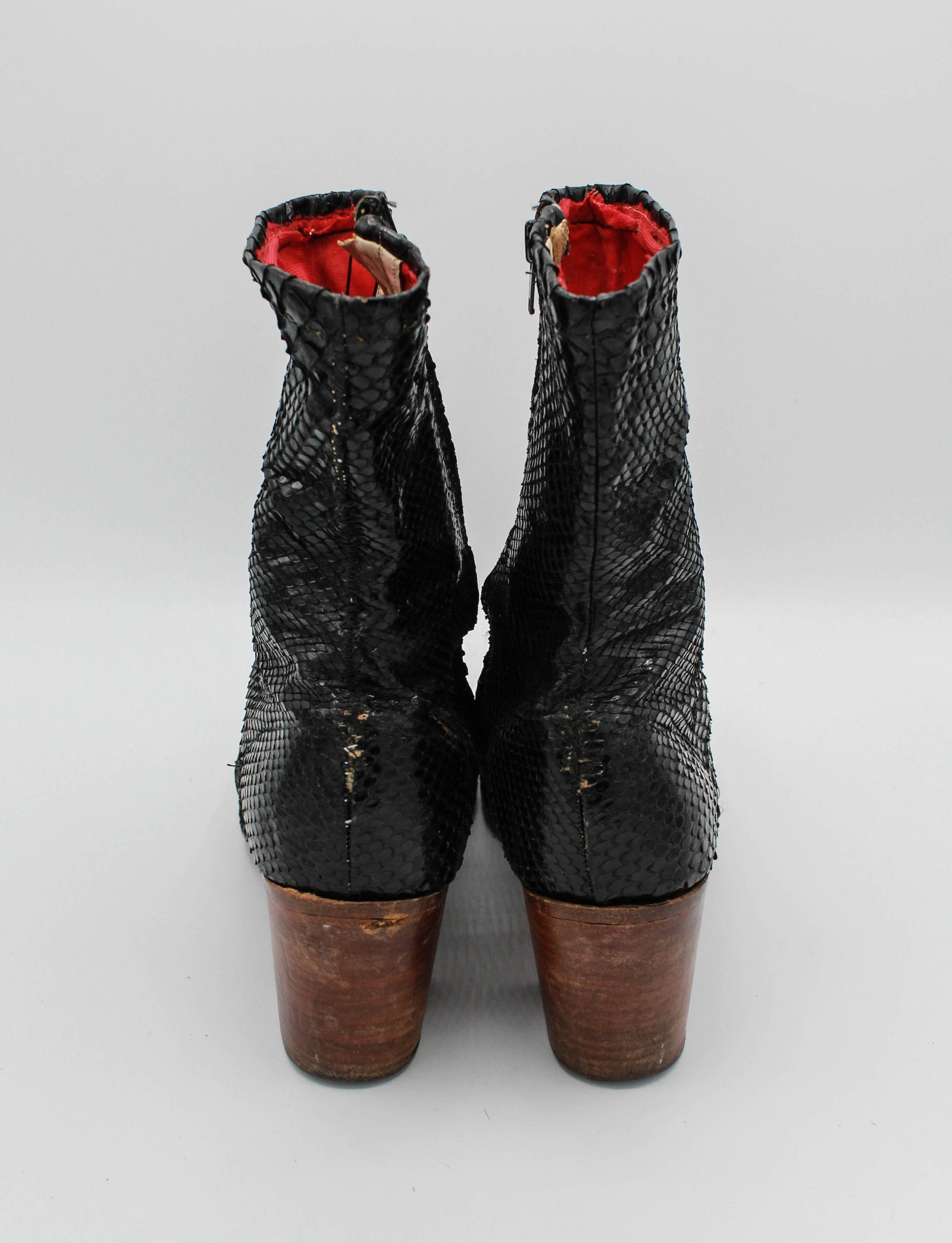 snakeskin platform boots