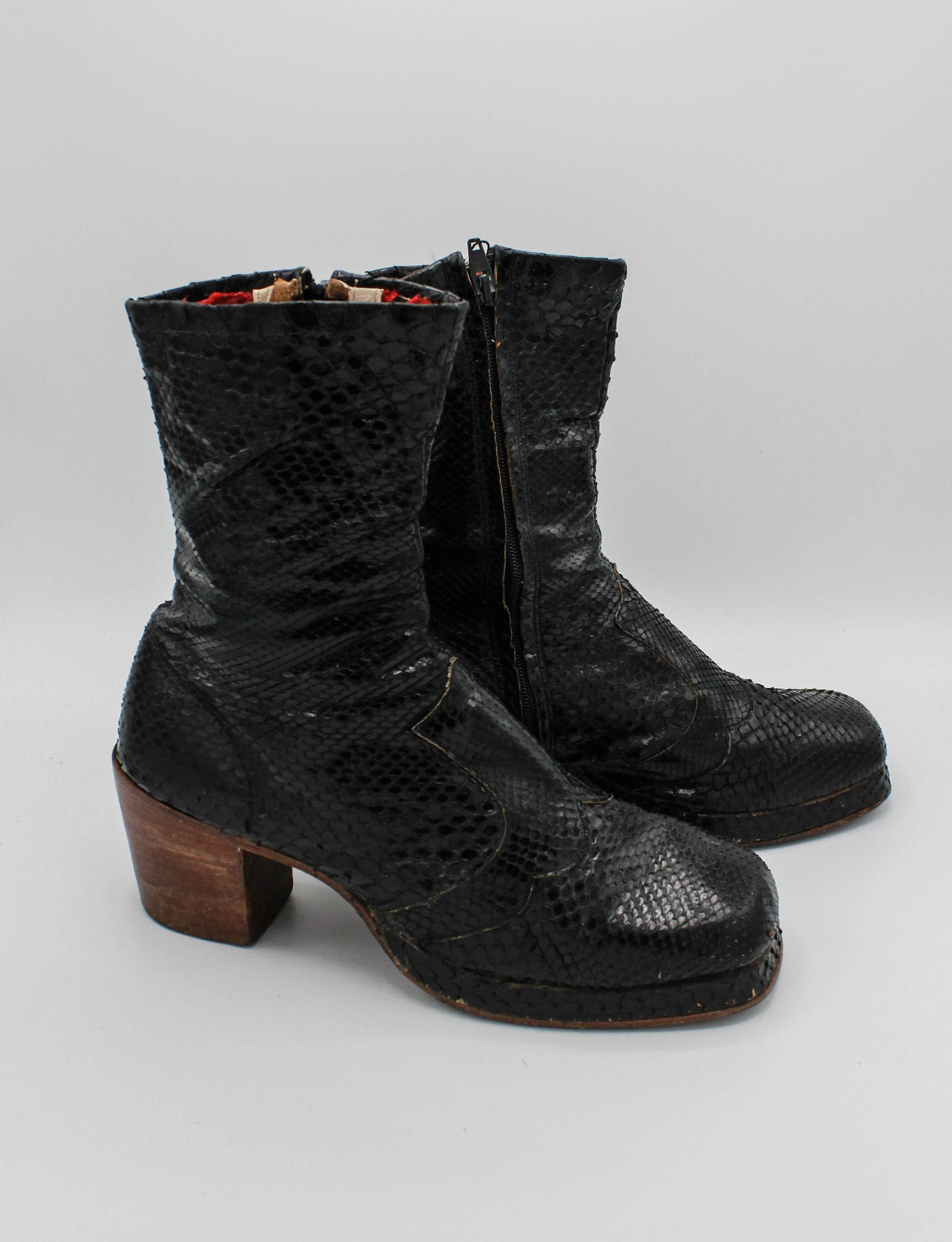 snakeskin platform boots