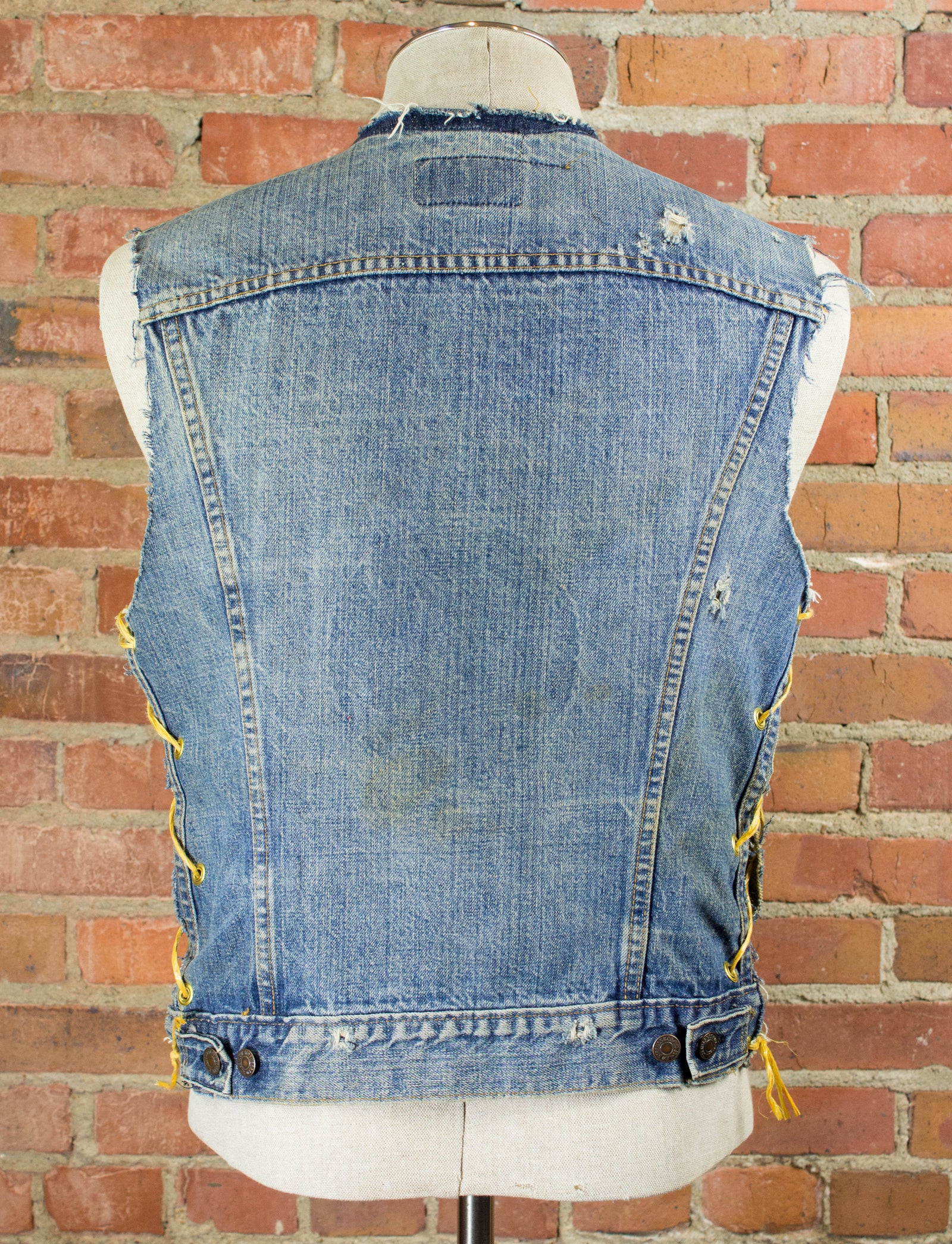 Vintage 70s Levi's Type 3 Lace Up Denim Jean Vest Unisex Medium – Black  Shag Vintage