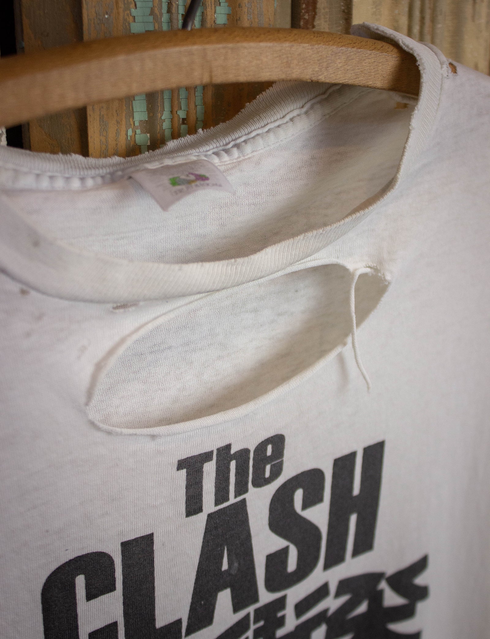 Vintage Clash Cut Off Concert T Shirt 80s White Large – Black Shag