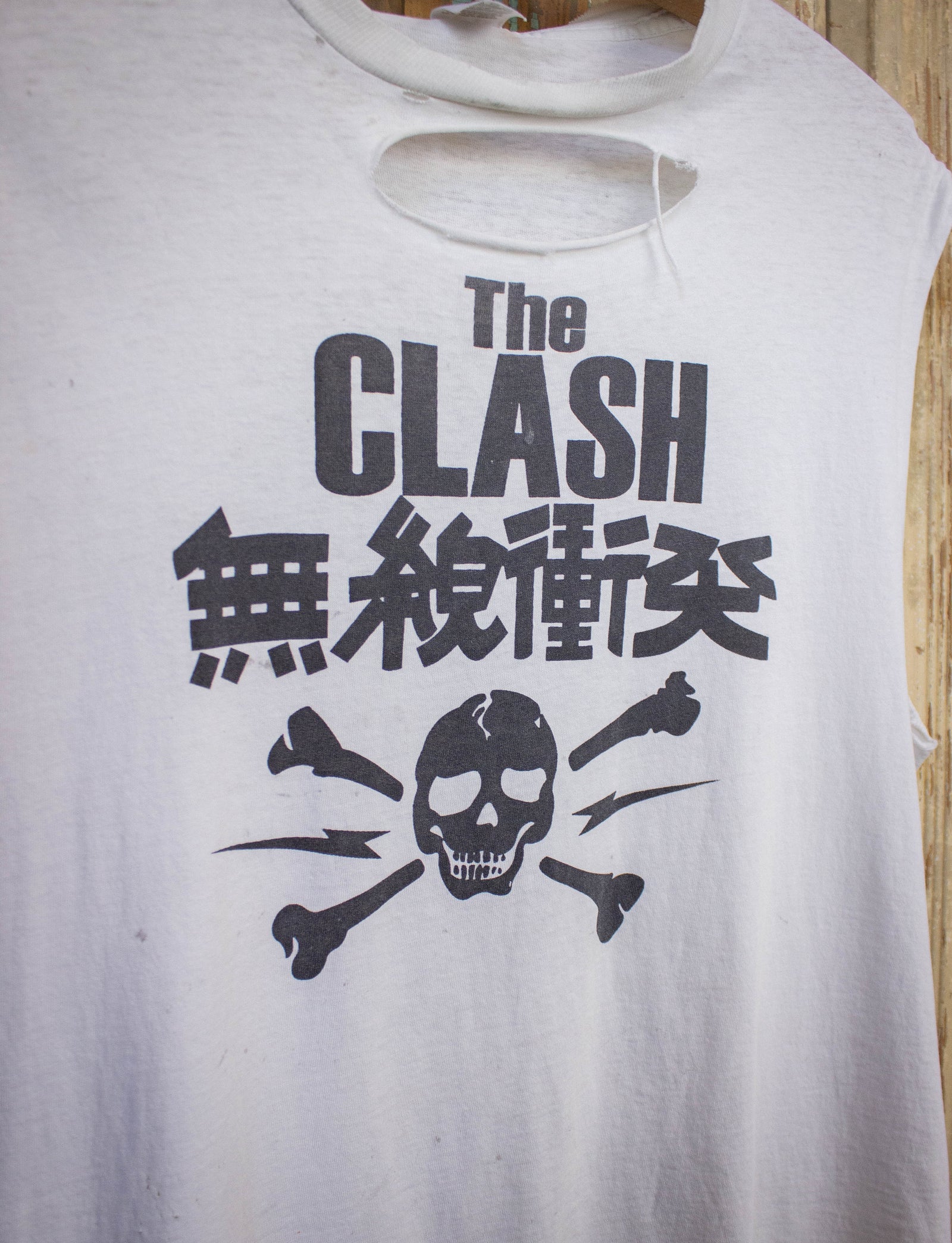 Vintage Clash Cut Off Concert T Shirt 80s White Large