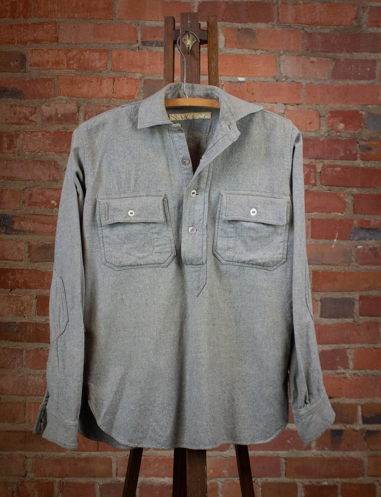 Vintage Pullover Workwear Shirt 30s Gray Medium – Black Shag Vintage