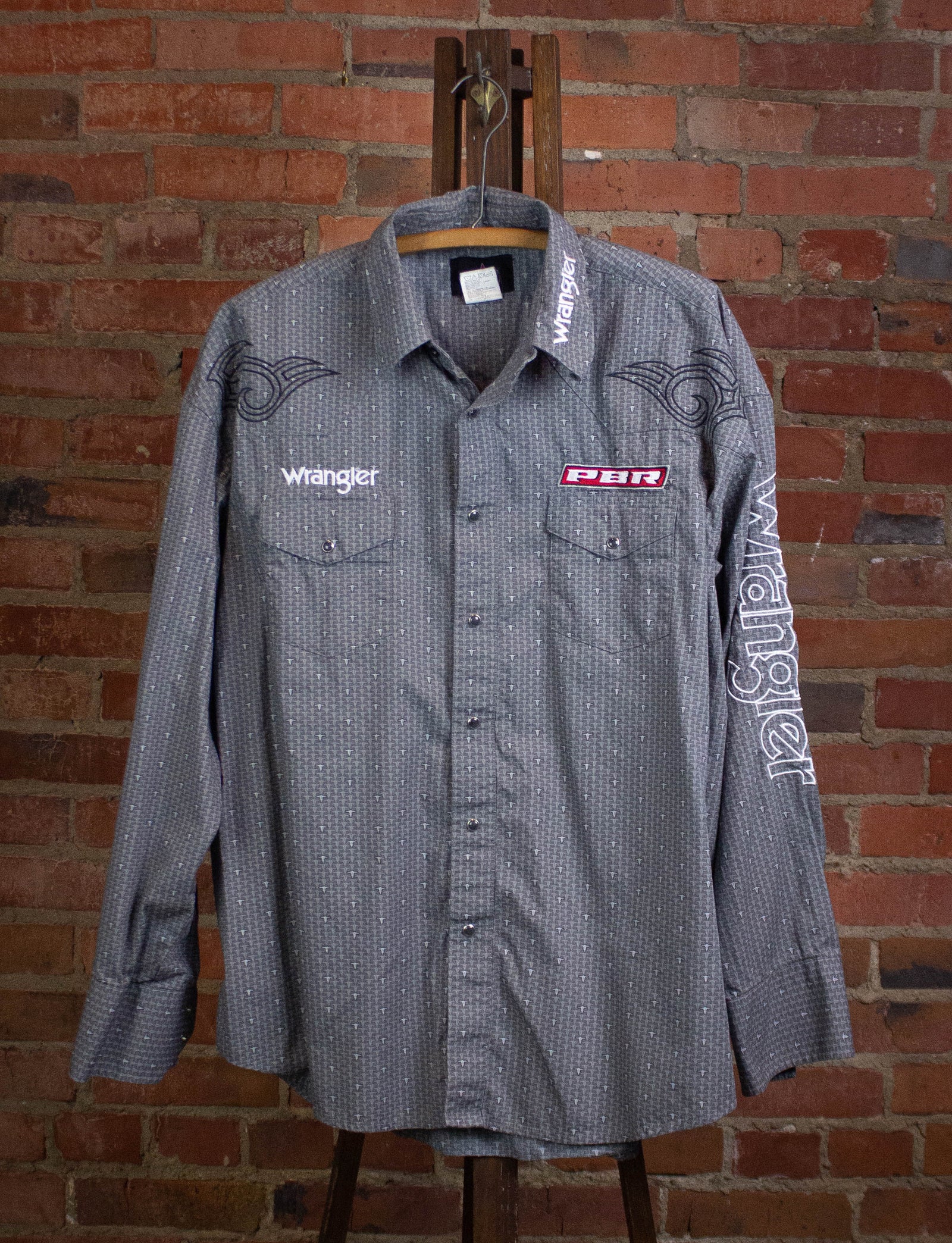 Wrangler PBR Button Up Shirt Gray XL – Black Shag Vintage