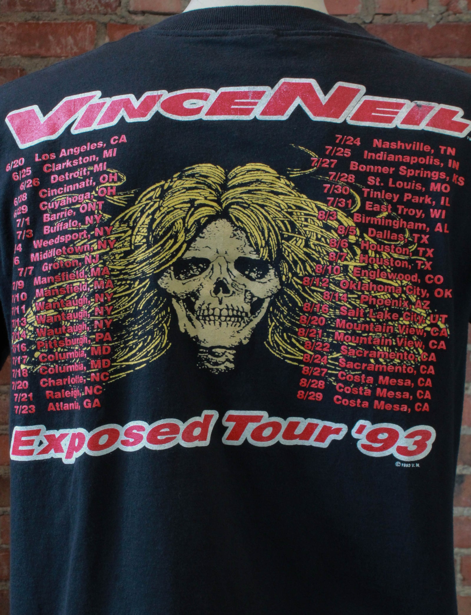 Vintage Vince Neil Concert T Shirt 1993 Exposed Tour Unisex XL – Black ...