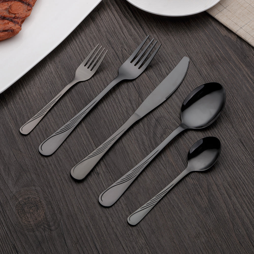 MatteBlack - Stainless Steel Matte Black Silverware Set - Cutlery