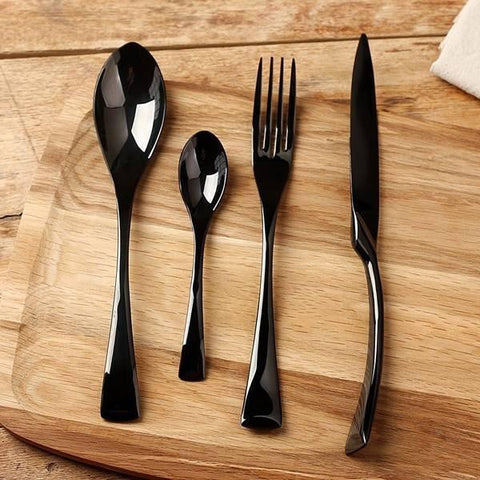 MatteBlack - Stainless Steel Matte Black Silverware Set - Cutlery & Flatware  – SucreEtCoton